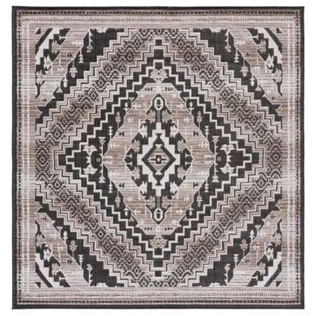 Safavieh 7 x 7 ft. Havana Outdoor Square Power Loomed Rug Light Brown & Black HAV341E-7SQ
